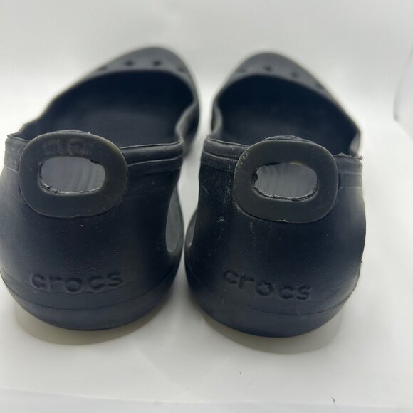 Crocs Womens Black Slip-On Flats Size 10 Lightweight Casual Shoes - Picture 4 of 7